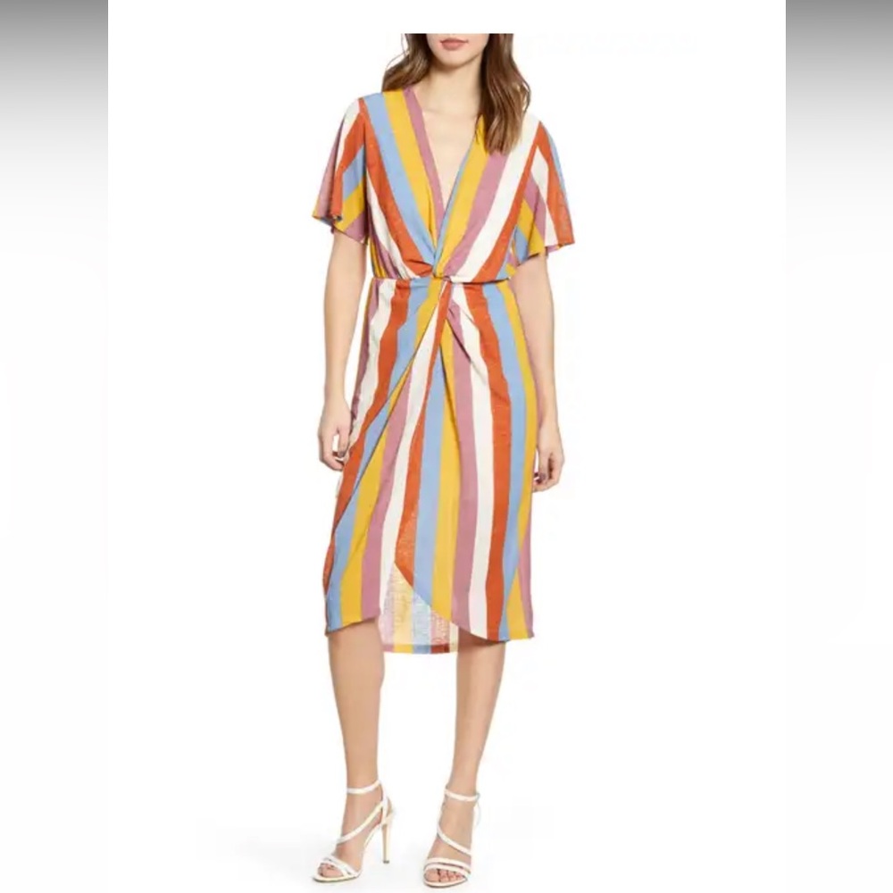 All In Favor Knot Front Midi Dress